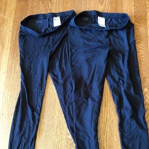 Two pairs Uniqlo Heattech kids leggings ski snow base layer black size 7-8